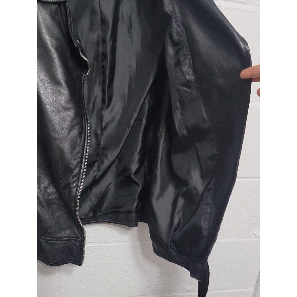 Zara Bikercore Super Soft Genuine Black Leather Biker Jacket with Zip Details - Picture 10 of 16